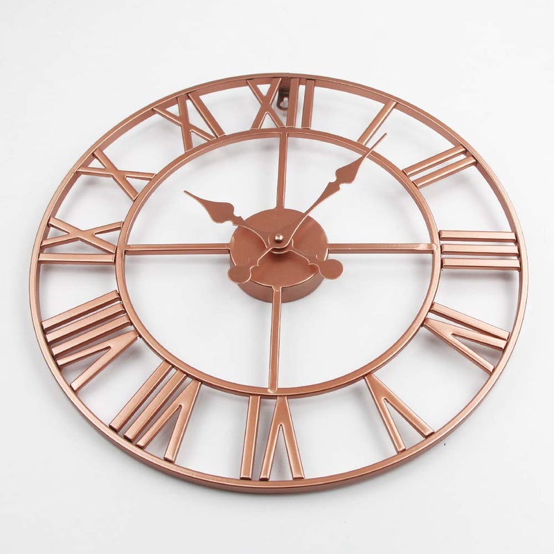 Timelike Large Roman Wall Clock, Rustic Vintage Metal Wall Clock Oversized Big European Retro Wall Clock for Home Living Room Art Wall Decor - Image 3